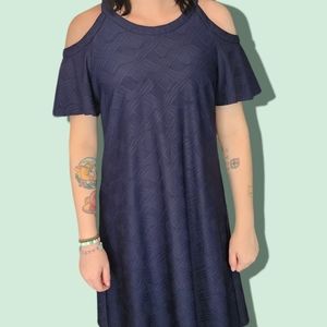 Navy Blue Cold Shoulder Dress